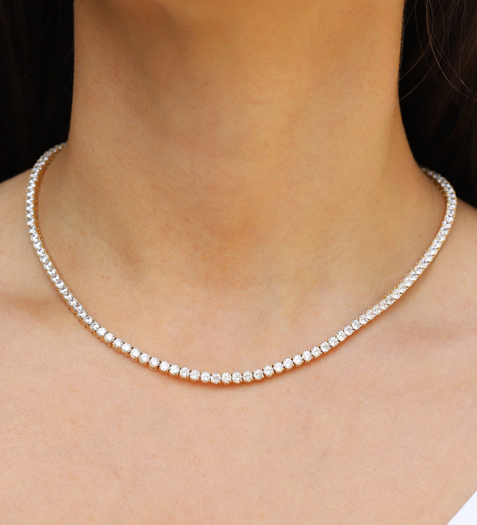 Tennis CZ Necklace | 4mm Gold Plated, Cubic Zirconia