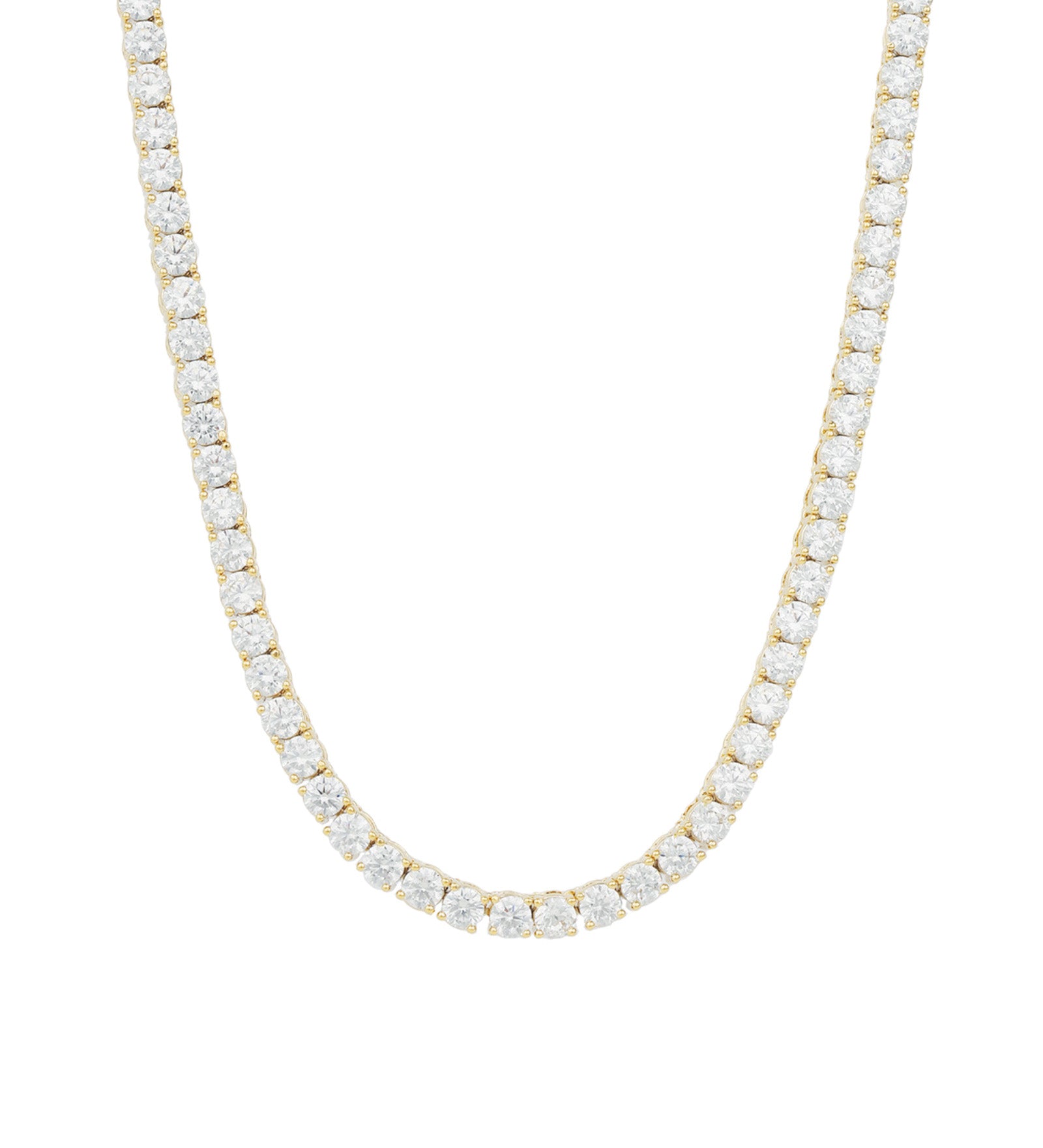 Tennis CZ Necklace | 4mm Gold Plated, Cubic Zirconia