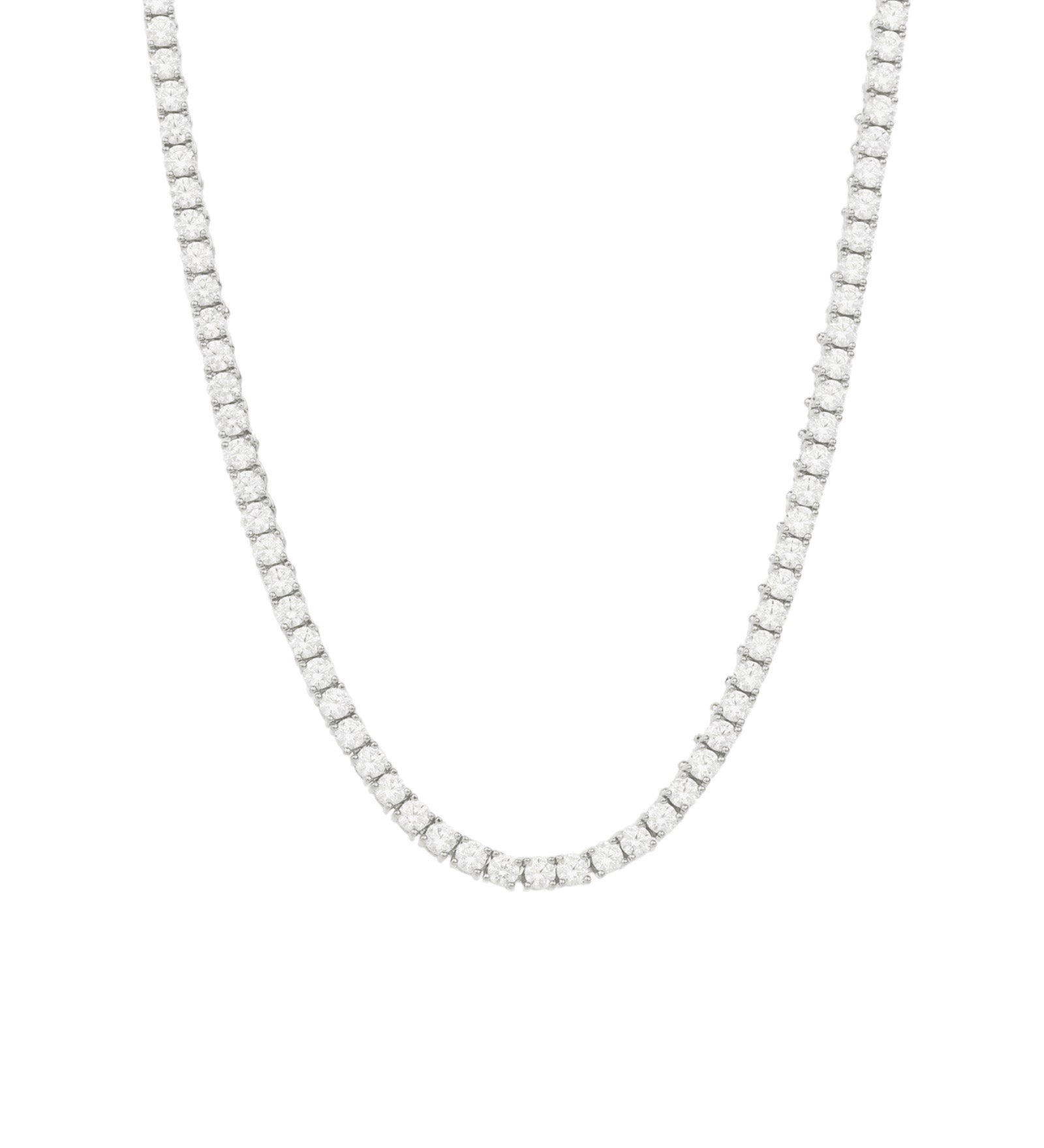 Tennis CZ Necklace | 3mm Silver Plated, Cubic Zirconia