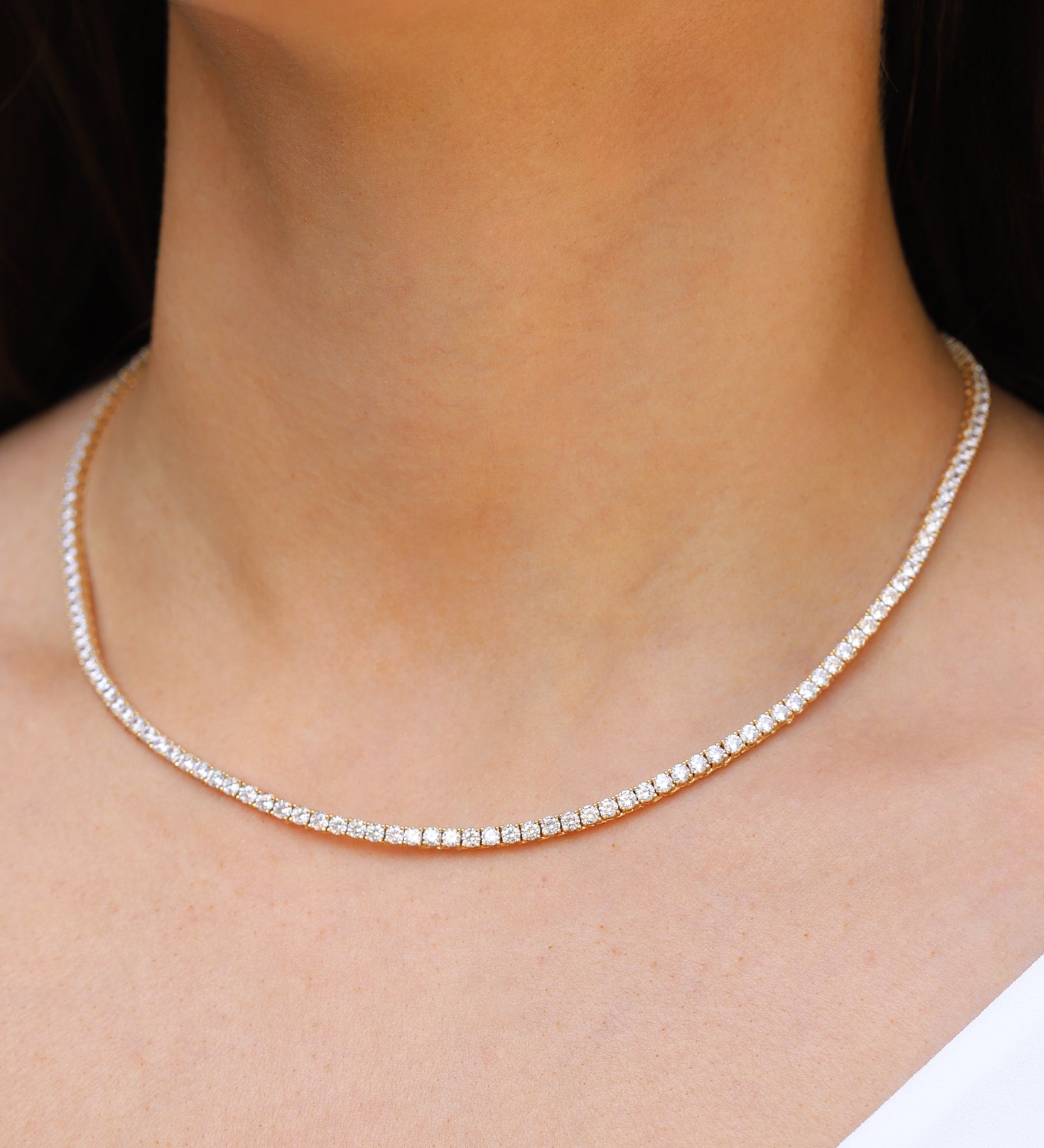 Tennis CZ Necklace | 3mm Gold Plated, Cubic Zirconia