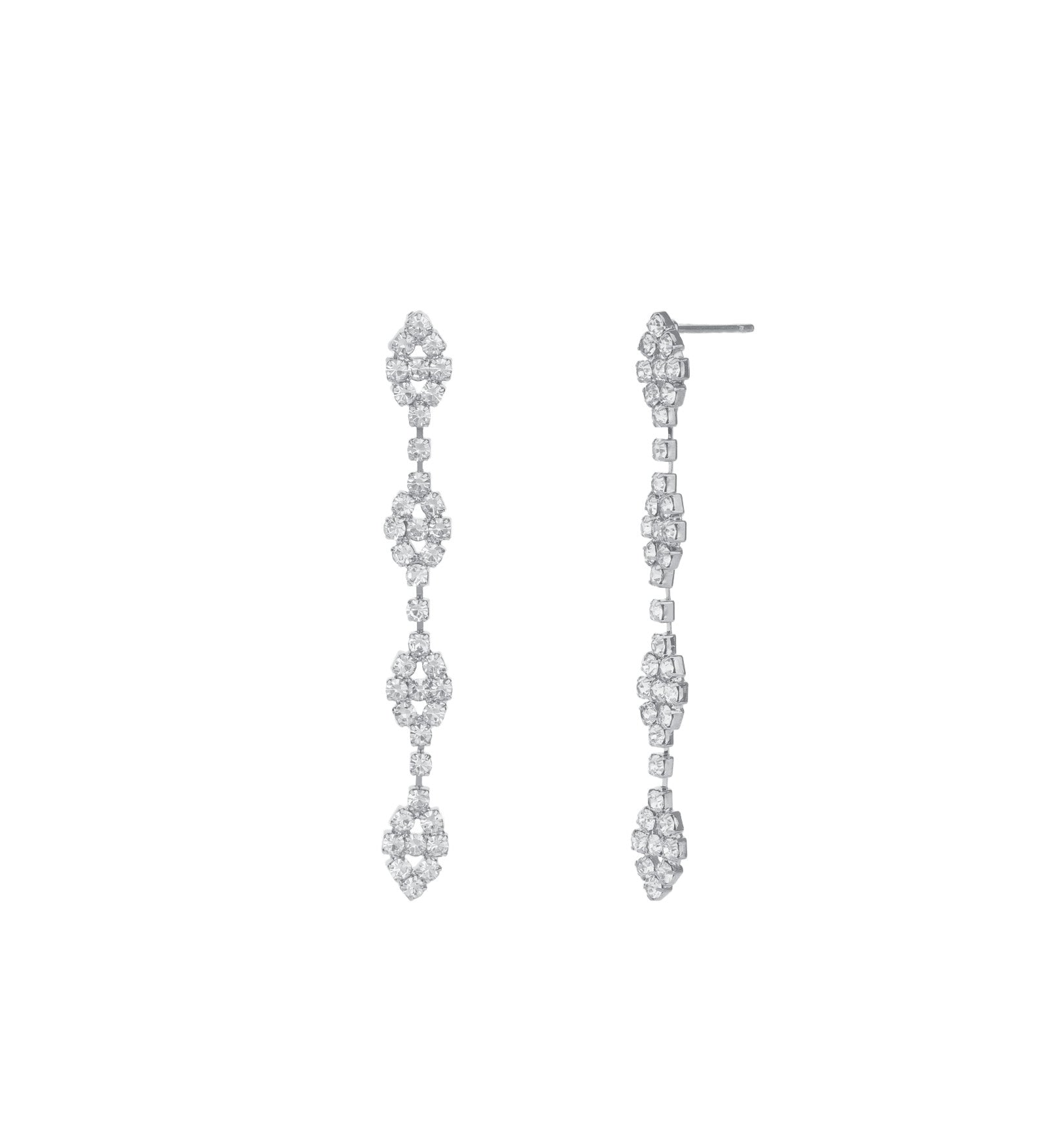 Crystal Marquise Cluster Drop Earrings Silver Plated, White Crystal