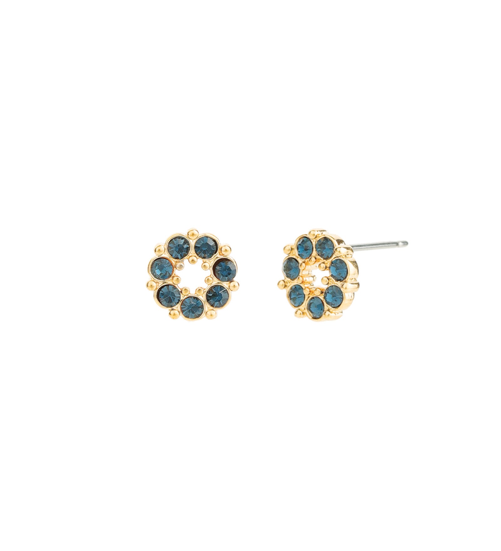 Circle Crystal Studs Gold Plated, Montana Crystal