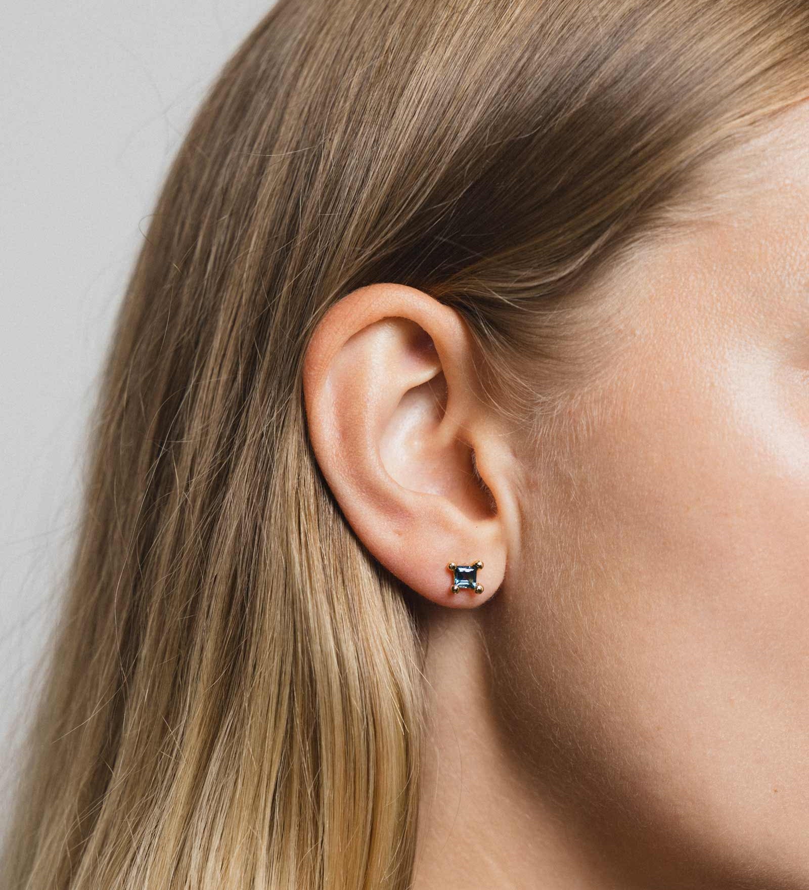 Josie Studs 14k Gold Plated, Blue Topaz