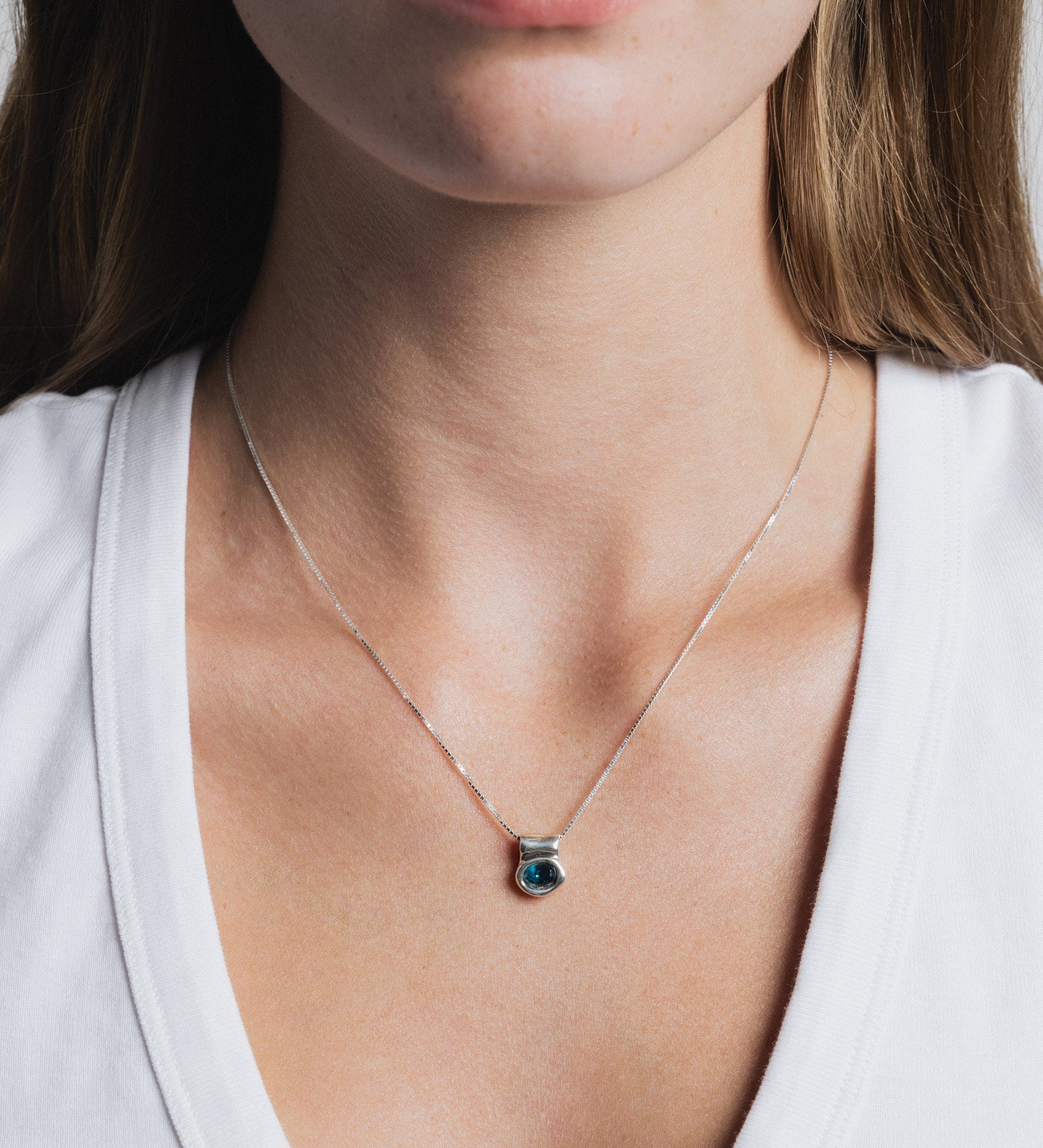 Cora Necklace Sterling Silver, Blue Topaz