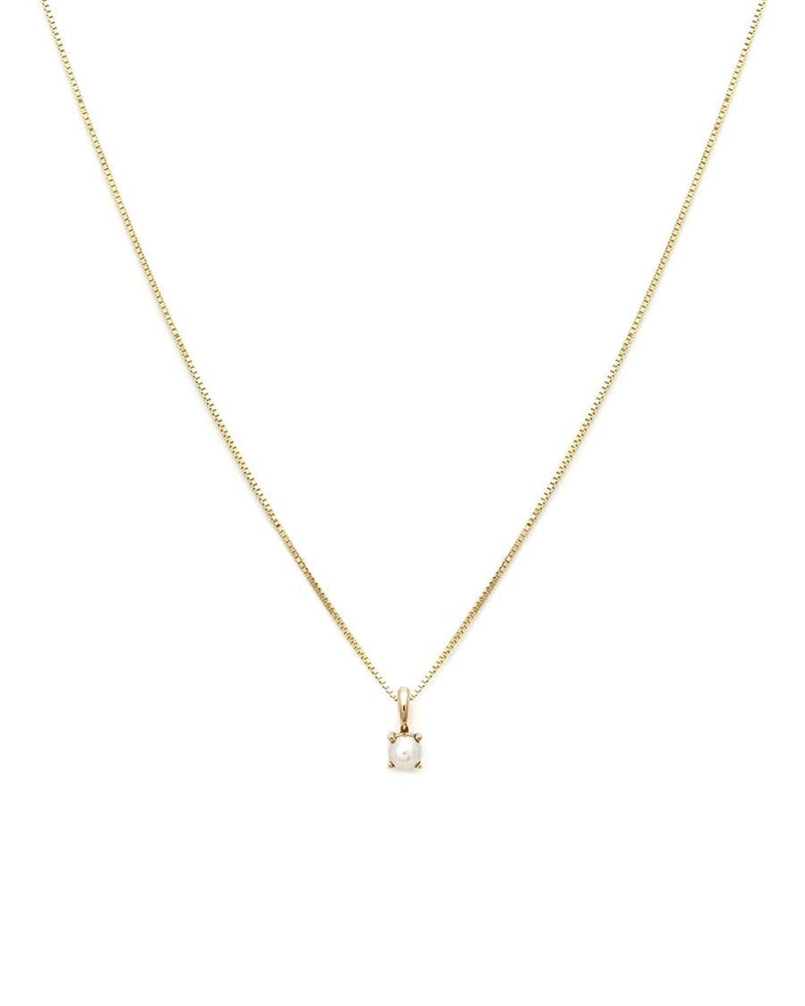 Leah Alexandra Fine-Birthstone Necklace-Necklaces-14k Yellow Gold, Pearl - June-Blue Ruby Jewellery-Vancouver Canada