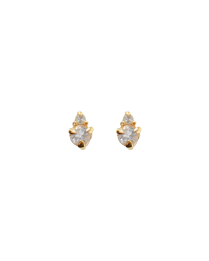 Quiet Icon-Birthstone Studs | April-Earrings-14k Gold Vermeil, Cubic Zirconia-Blue Ruby Jewellery-Vancouver Canada