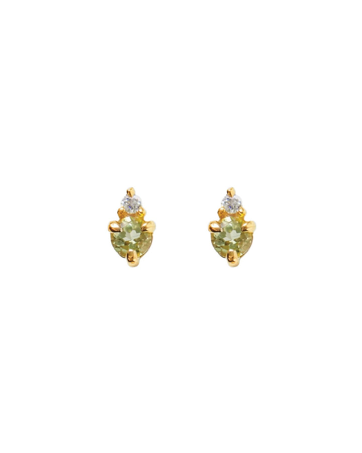 Quiet Icon-Birthstone Studs | August-Earrings-14k Gold Vermeil Peridot Cubic Zirconia-Blue Ruby Jewellery-Vancouver Canada
