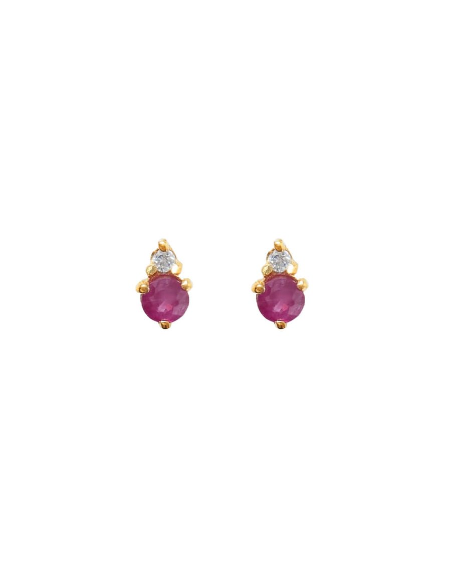 Quiet Icon-Birthstone Studs | July-Earrings-14k Gold Vermeil, Cubic Zirconia-Blue Ruby Jewellery-Vancouver Canada