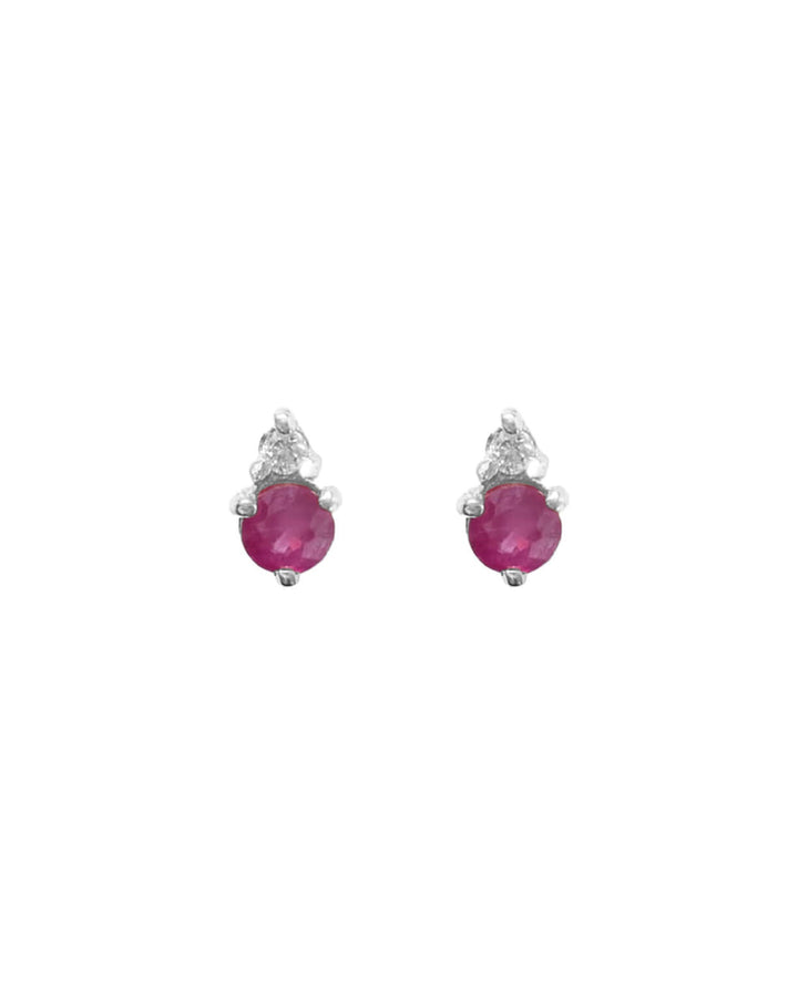 Quiet Icon-Birthstone Studs | July-Earrings-Rhodium Plated Sterling Silver, Cubic Zirconia-Blue Ruby Jewellery-Vancouver Canada