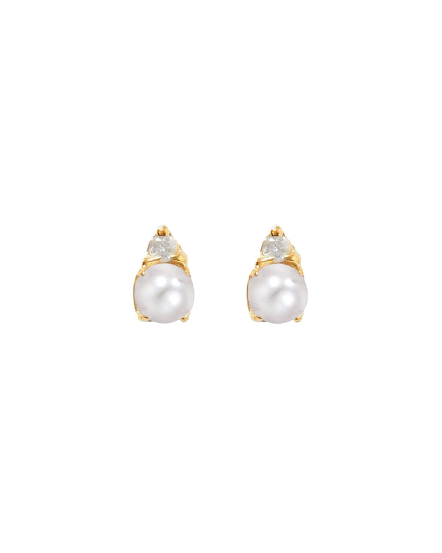 Quiet Icon-Birthstone Studs | June-Earrings-14k Gold Vermeil, White Pearl-Blue Ruby Jewellery-Vancouver Canada