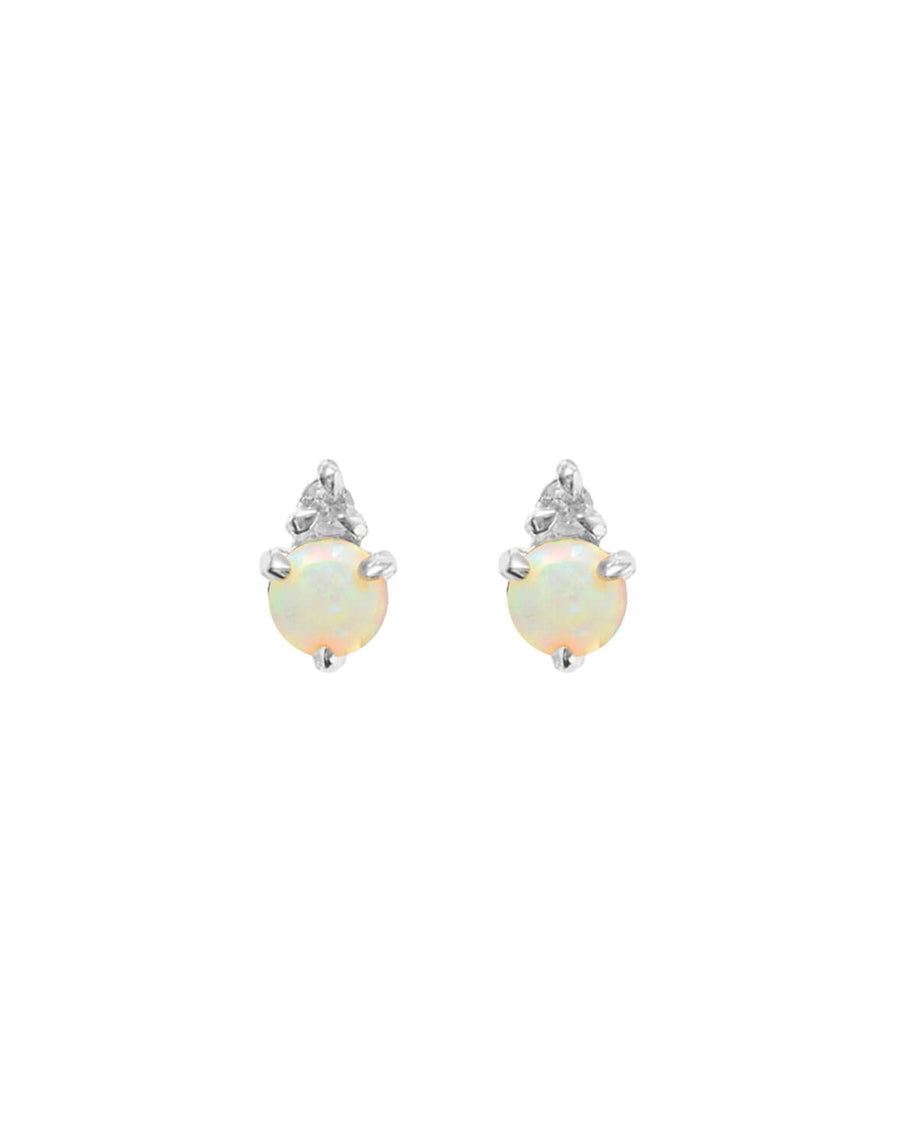 Quiet Icon-Birthstone Studs | October-Earrings-Rhodium Plated Sterling Silver, Synthetic Opal-Blue Ruby Jewellery-Vancouver Canada