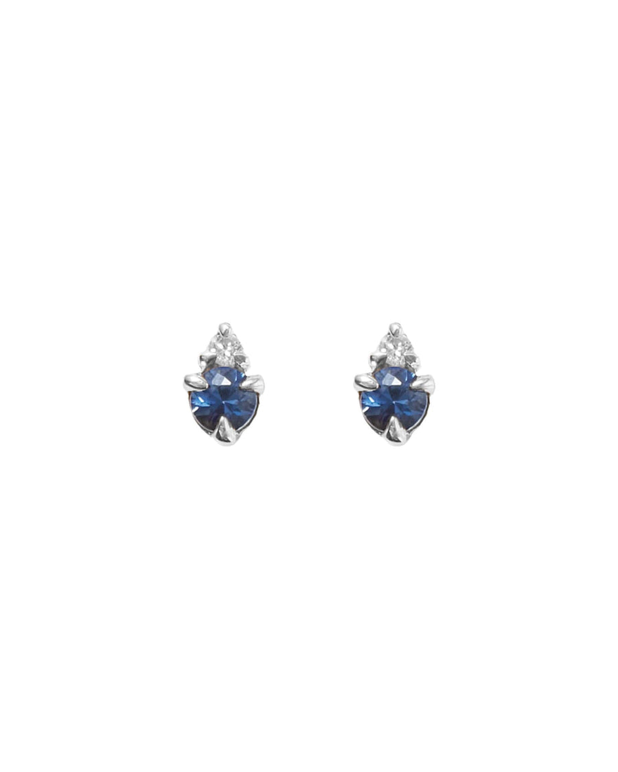 Quiet Icon-Birthstone Studs | September-Earrings-Rhodium Plated Sterling Silver, Cubic Zirconia-Blue Ruby Jewellery-Vancouver Canada