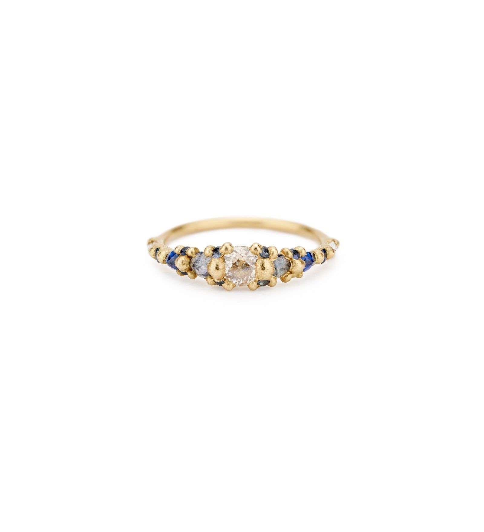 Polly Wales-Blue Marietta Ring-Rings-18k Yellow Gold, Diamond, Blue Sapphire-6.5-Blue Ruby Jewellery-Vancouver Canada