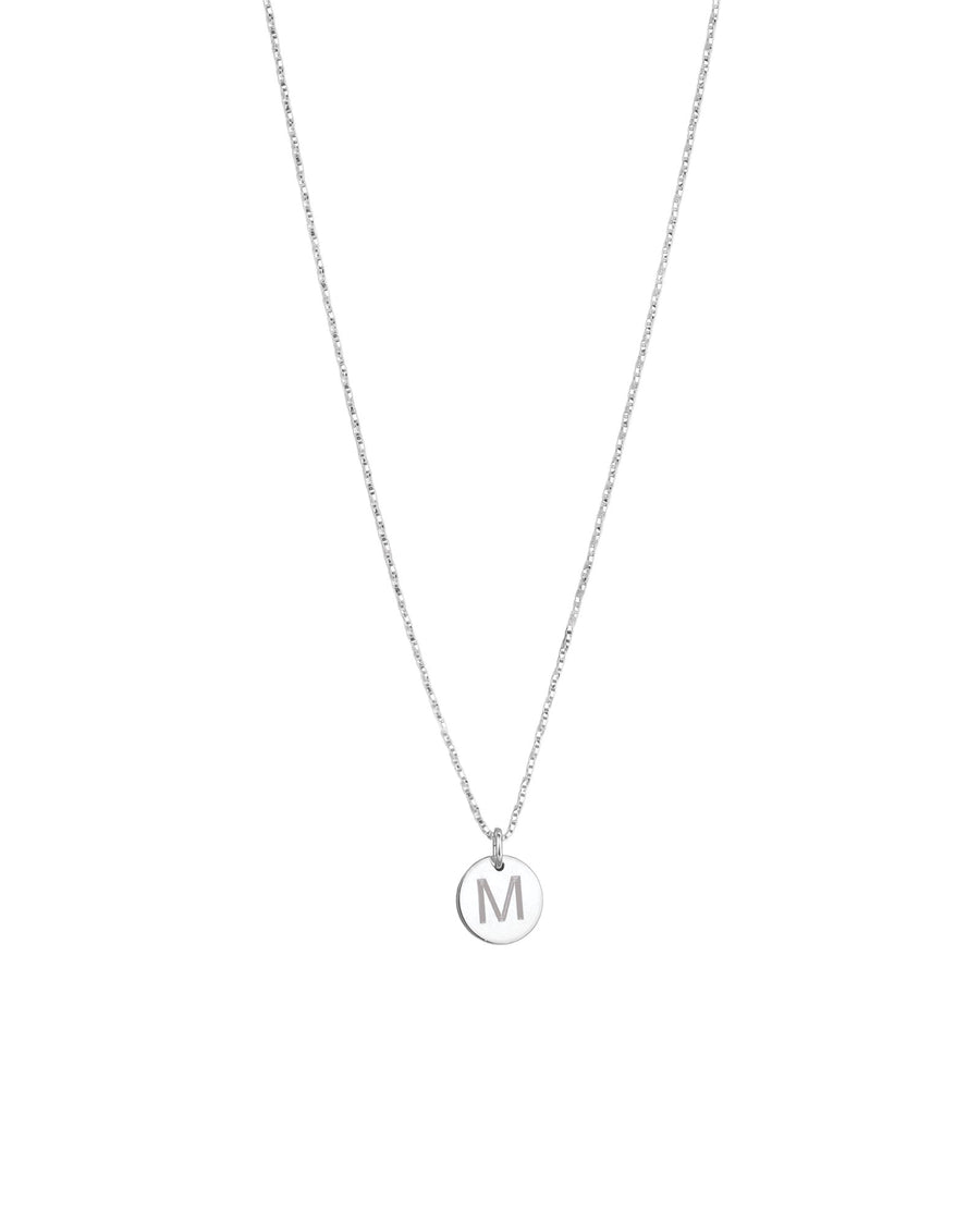 1948-Box Chain Initial Necklace-Necklaces-Sterling Silver-M-Blue Ruby Jewellery-Vancouver Canada