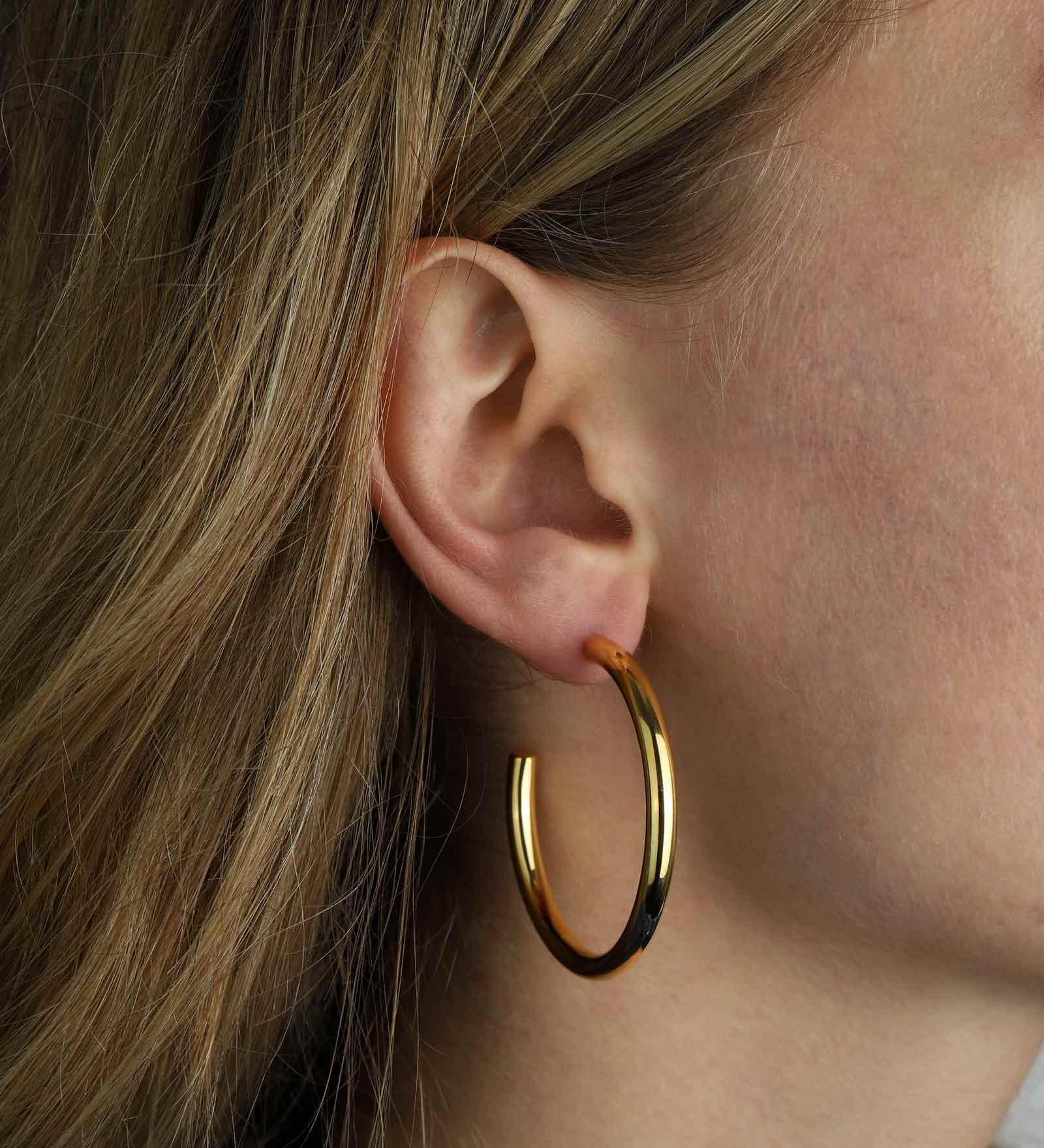 Tashi-Classic Hoops | 45mm-Earrings-14k Gold Vermeil-Blue Ruby Jewellery-Vancouver Canada