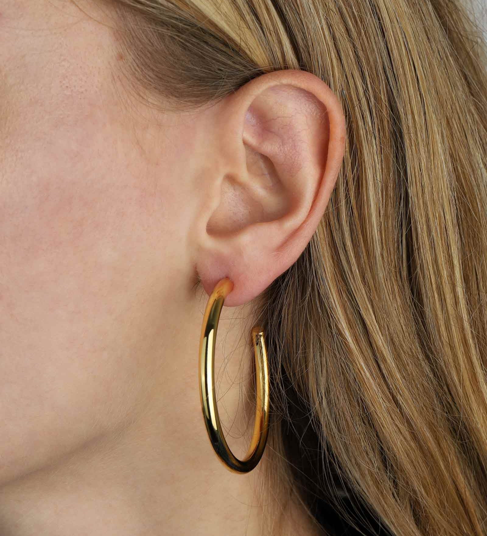 Tashi-Classic Hoops | 50mm-Earrings-14k Gold Vermeil-Blue Ruby Jewellery-Vancouver Canada