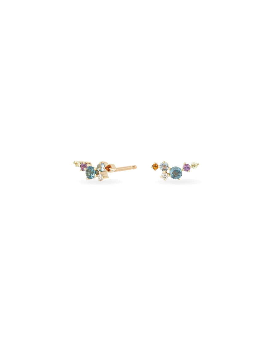 Adina Reyter-Diamond + Gemstone Scattered Bubble Studs-Earrings-14k Yellow Gold, Diamond-Blue Ruby Jewellery-Vancouver Canada