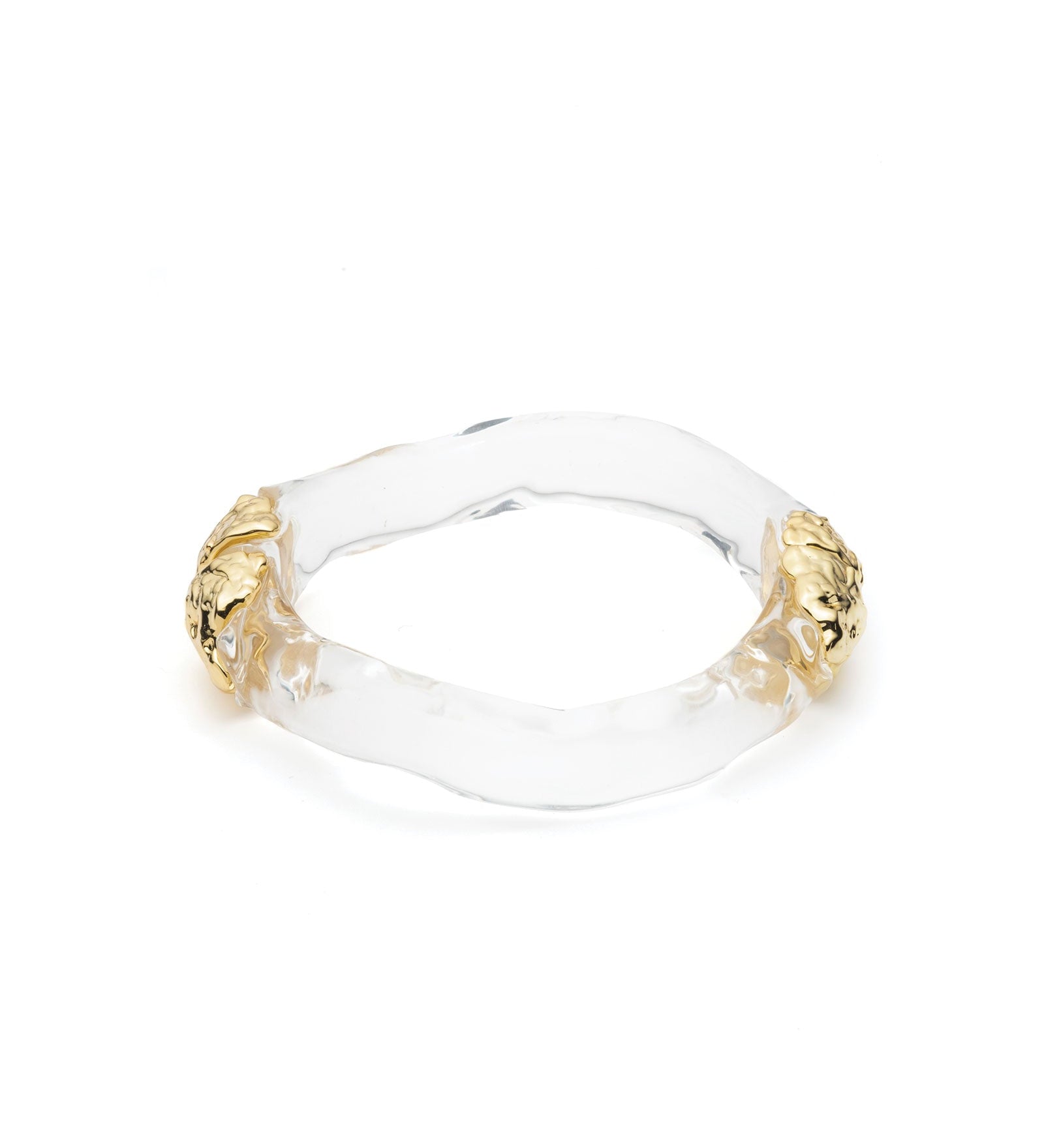 Alexis Bittar-Dream Rain Small Hinge Bracelet-Bracelets-14k Gold Plated, Clear Lucite-Blue Ruby Jewellery-Vancouver Canada