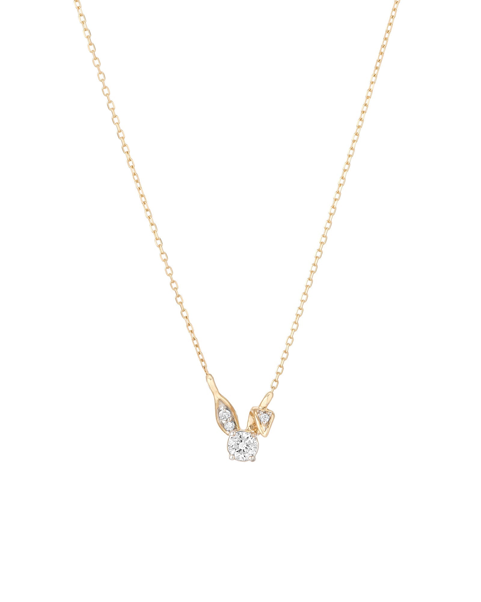 Adina Reyter Enchanted Diamond Bunny Necklace 14k Yellow Gold Diamond Blue Ruby Jewellery Canada