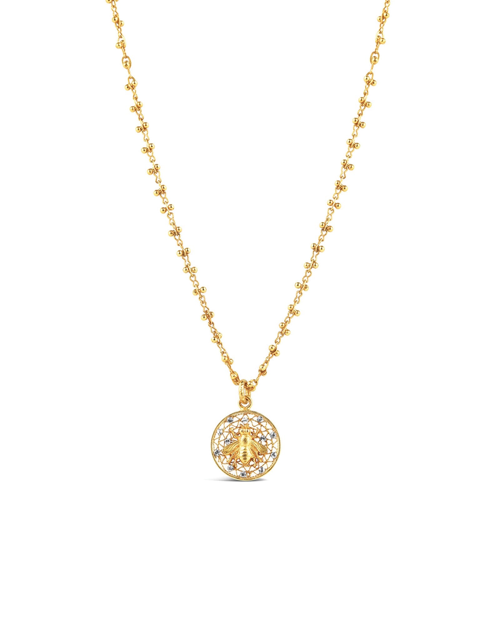 La Vie Parisienne Filigree Round Bee Necklace 14k Gold Plated Black Diamond Crystal Blue Ruby Jewellery Canada