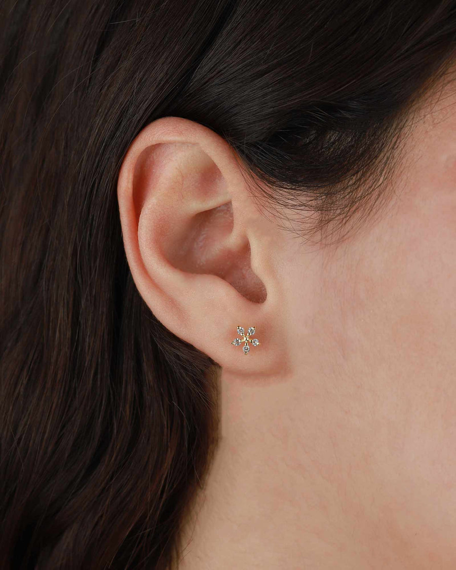 Tashi-Five Petal CZ Flower Studs-Earrings-14k Gold Vermeil, Cubic Zirconia-Blue Ruby Jewellery-Vancouver Canada