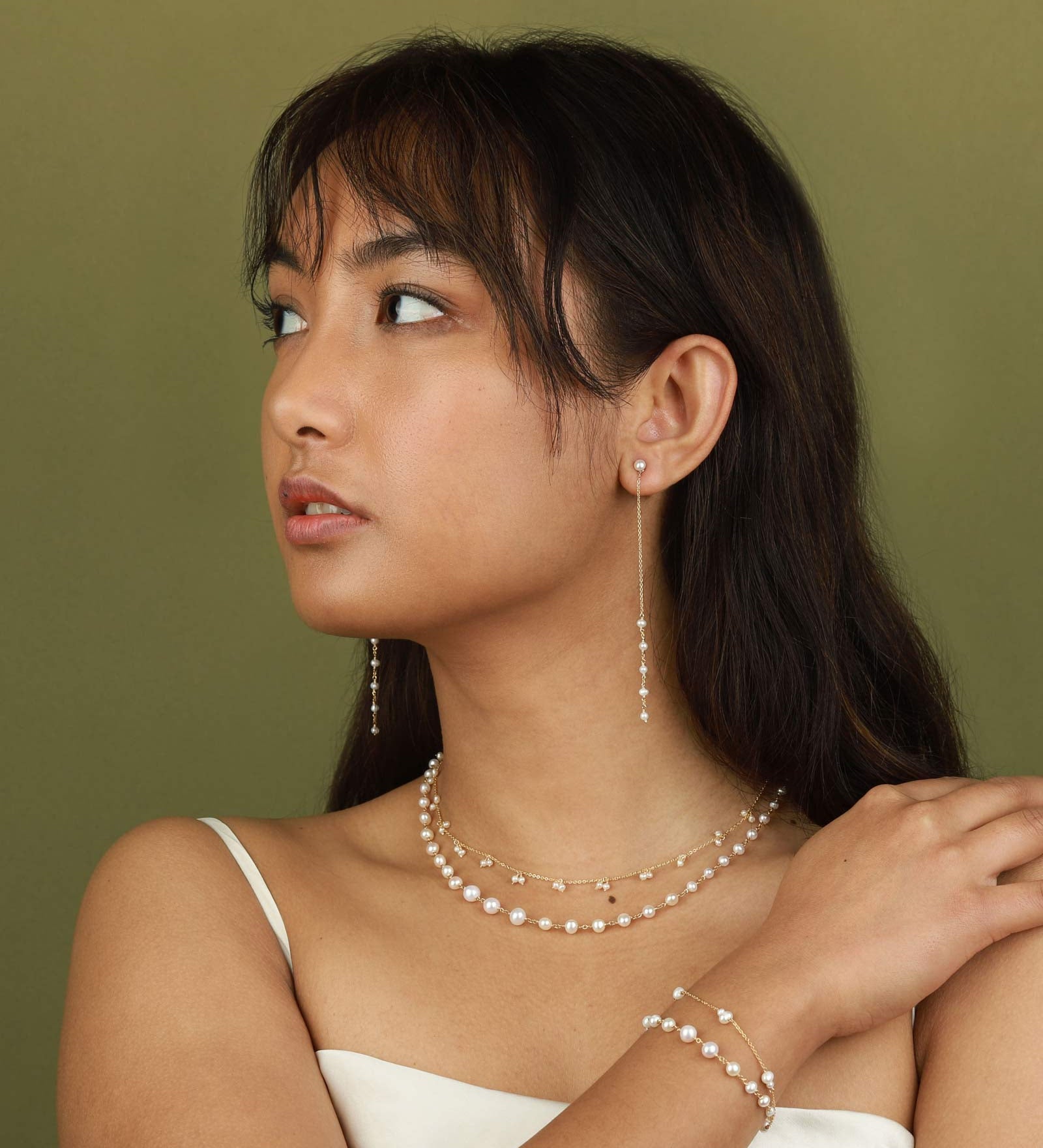 Poppy Rose-Graduated Pearl Strand Bracelet-Bracelets-14k Gold Filled, Freshwater Pearls-Blue Ruby Jewellery-Vancouver Canada