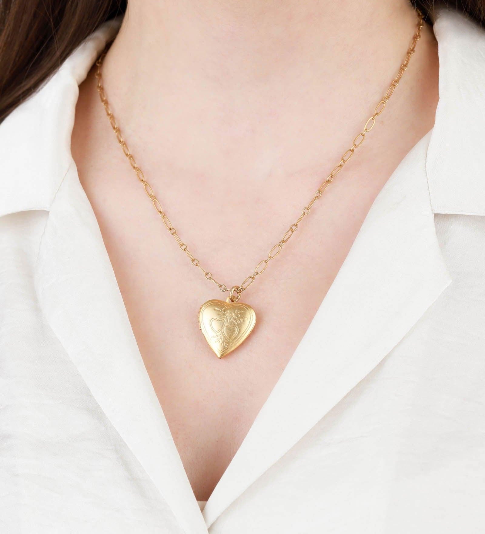 La Vie Parisienne-Heart Locket Necklace-Necklaces-14k Gold Plated-Blue Ruby Jewellery-Vancouver Canada