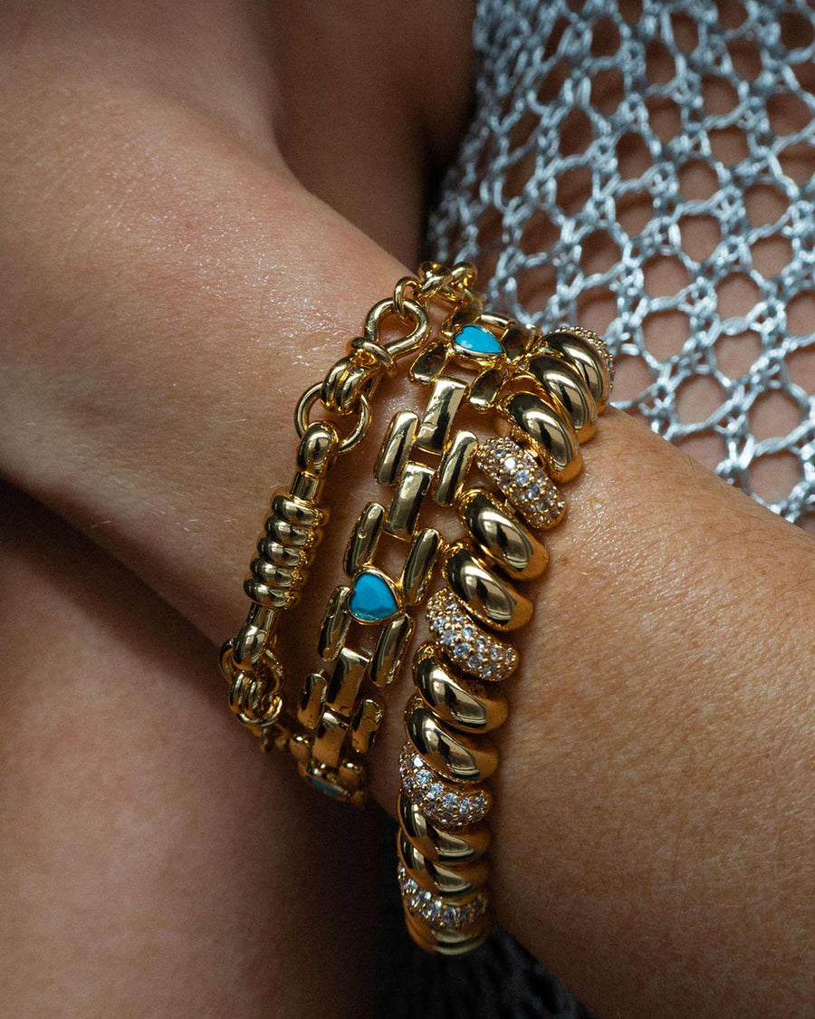 Luv AJ-Heart Stone Link Bracelet-Bracelets-18k Gold Plated, Turquoise-Blue Ruby Jewellery-Vancouver Canada
