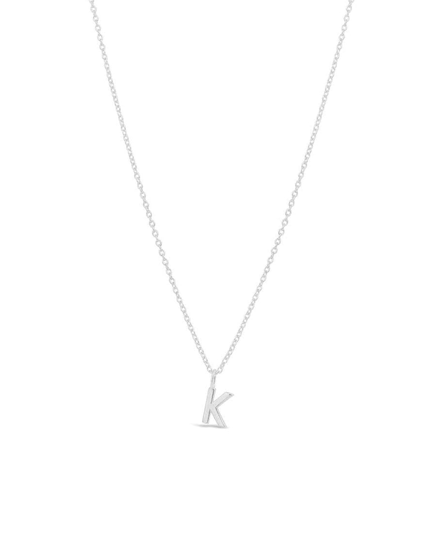 Quiet Icon-Initial Necklace-Necklaces-Rhodium Plated Sterling Silver-K-Blue Ruby Jewellery-Vancouver Canada