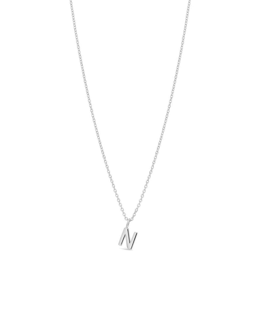 Quiet Icon-Initial Necklace-Necklaces-Rhodium Plated Sterling Silver-N-Blue Ruby Jewellery-Vancouver Canada