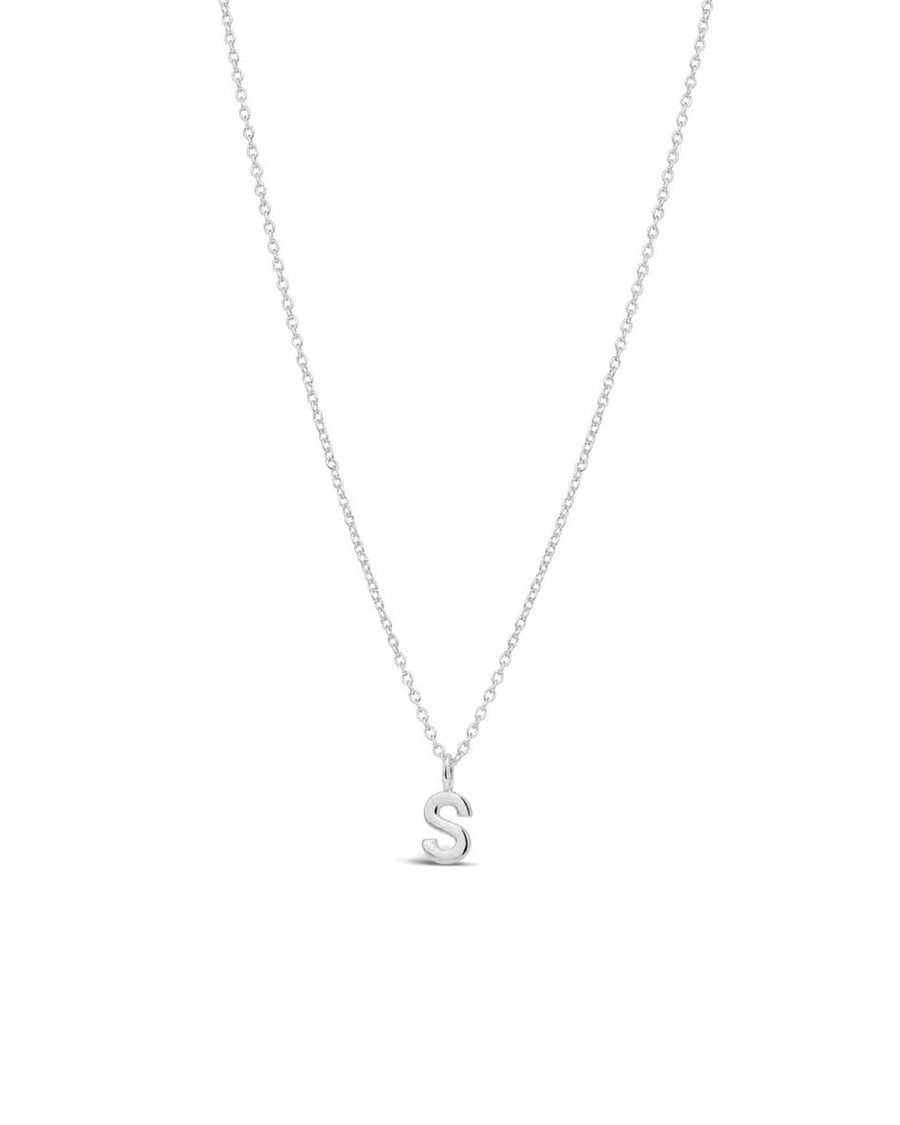 Quiet Icon-Initial Necklace-Necklaces-Rhodium Plated Sterling Silver-S-Blue Ruby Jewellery-Vancouver Canada