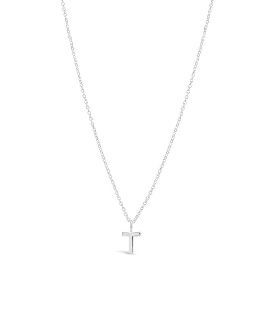 Quiet Icon-Initial Necklace-Necklaces-Rhodium Plated Sterling Silver-T-Blue Ruby Jewellery-Vancouver Canada