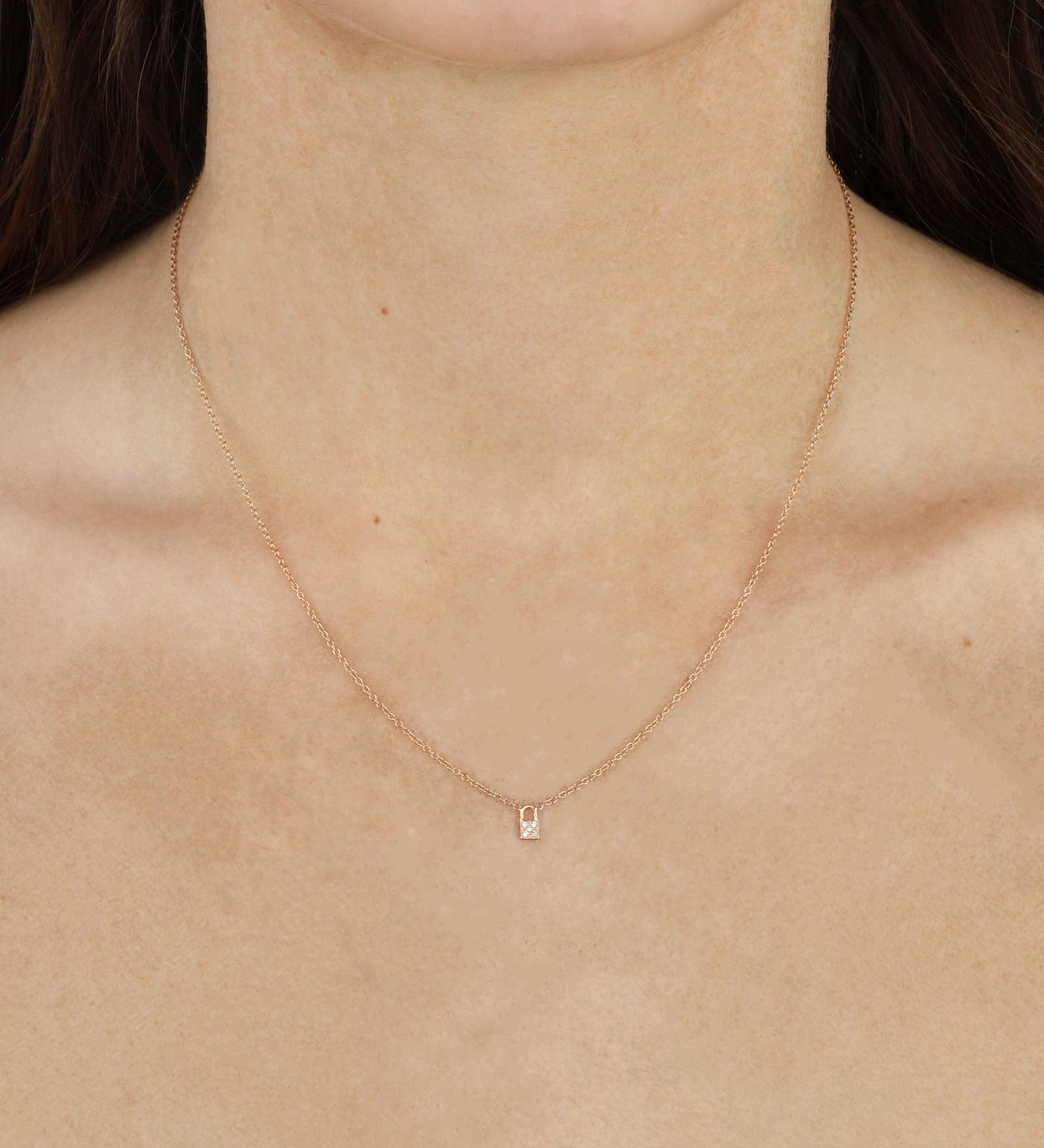 Zoe Chicco-Itty Bitty Pavé Padlock Necklace-Necklaces-14k Yellow Gold, Diamond-Blue Ruby Jewellery-Vancouver Canada