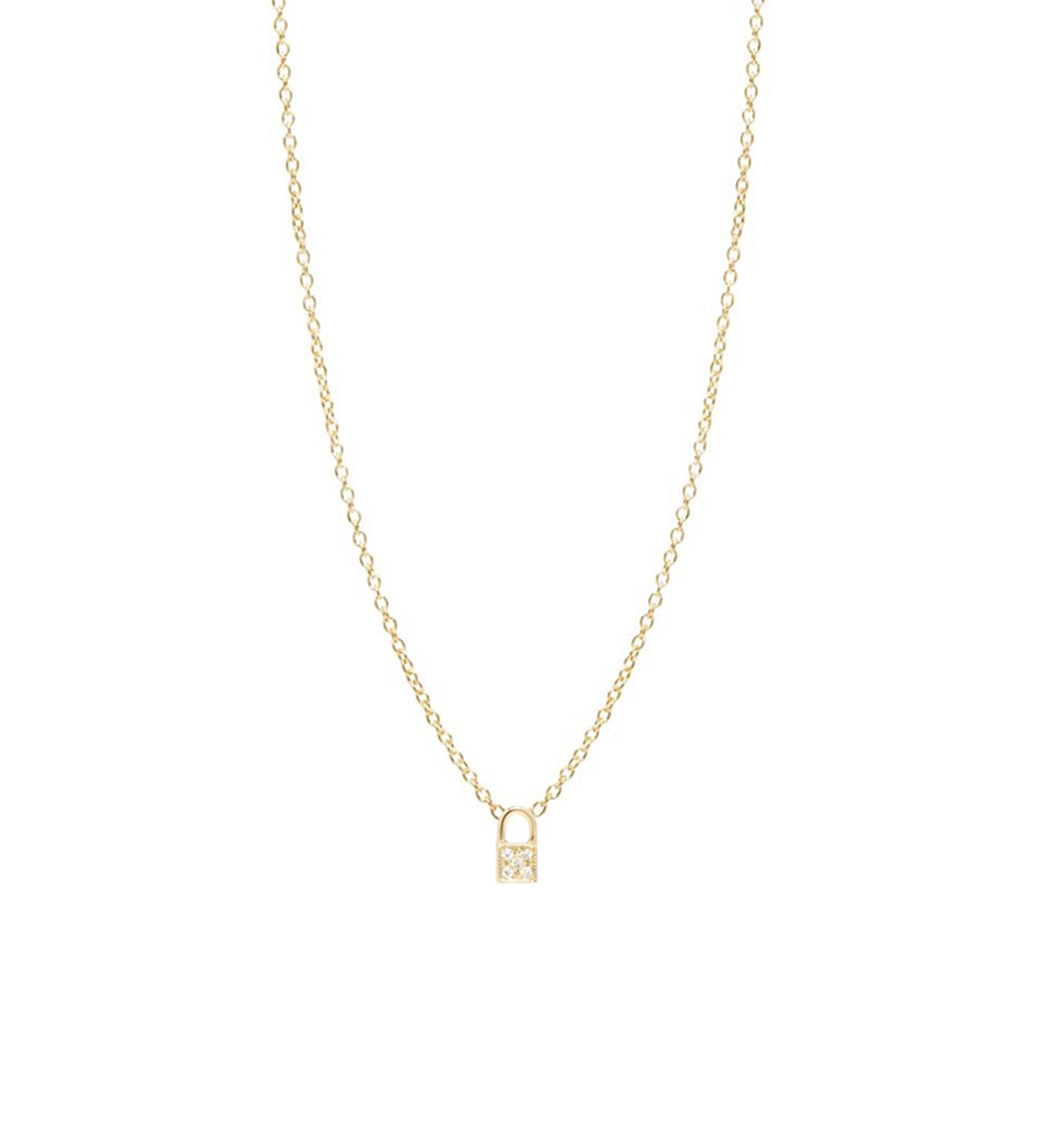 Zoe Chicco-Itty Bitty Pavé Padlock Necklace-Necklaces-14k Yellow Gold, Diamond-Blue Ruby Jewellery-Vancouver Canada