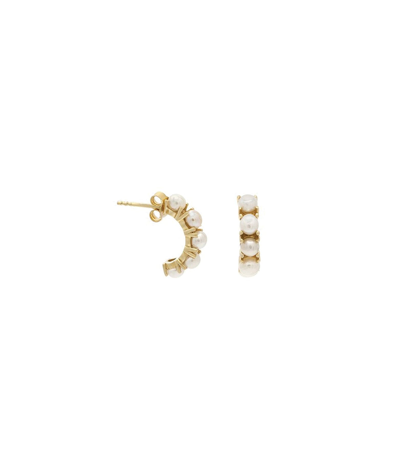 Leah Alexandra-Kusshi Mini Hoops-Earrings-14k Gold Vermeil, Freshwater Pearl-Blue Ruby Jewellery-Vancouver Canada