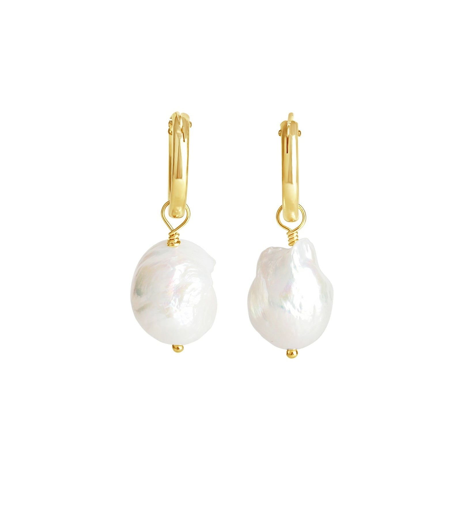 Poppy Rose-Large Pearl Drop Hoops-Earrings-14k Gold-fill, Freshwater Pearl-Blue Ruby Jewellery-Vancouver Canada