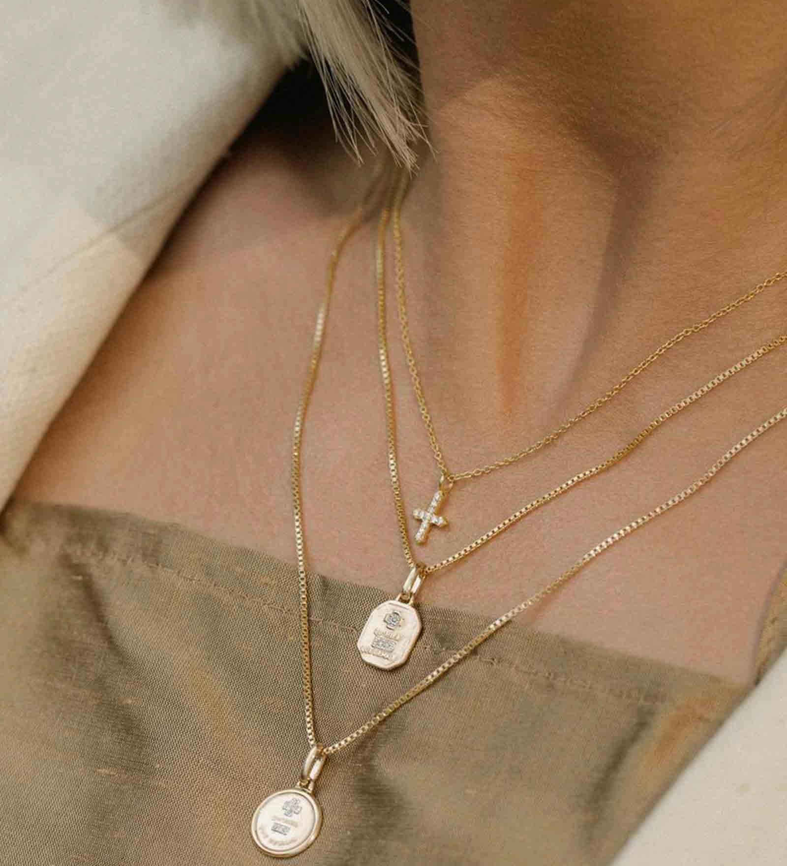 Leah Alexandra-Love Token Round Necklace-Necklaces-14k Gold Vermeil, 14k Gold-fill, Cubic Zirconia-Blue Ruby Jewellery-Vancouver Canada