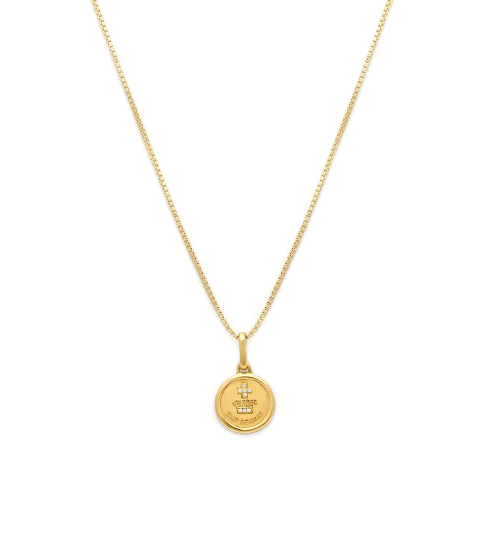 Leah Alexandra-Love Token Round Necklace-Necklaces-14k Gold Vermeil, 14k Gold-fill, Cubic Zirconia-Blue Ruby Jewellery-Vancouver Canada