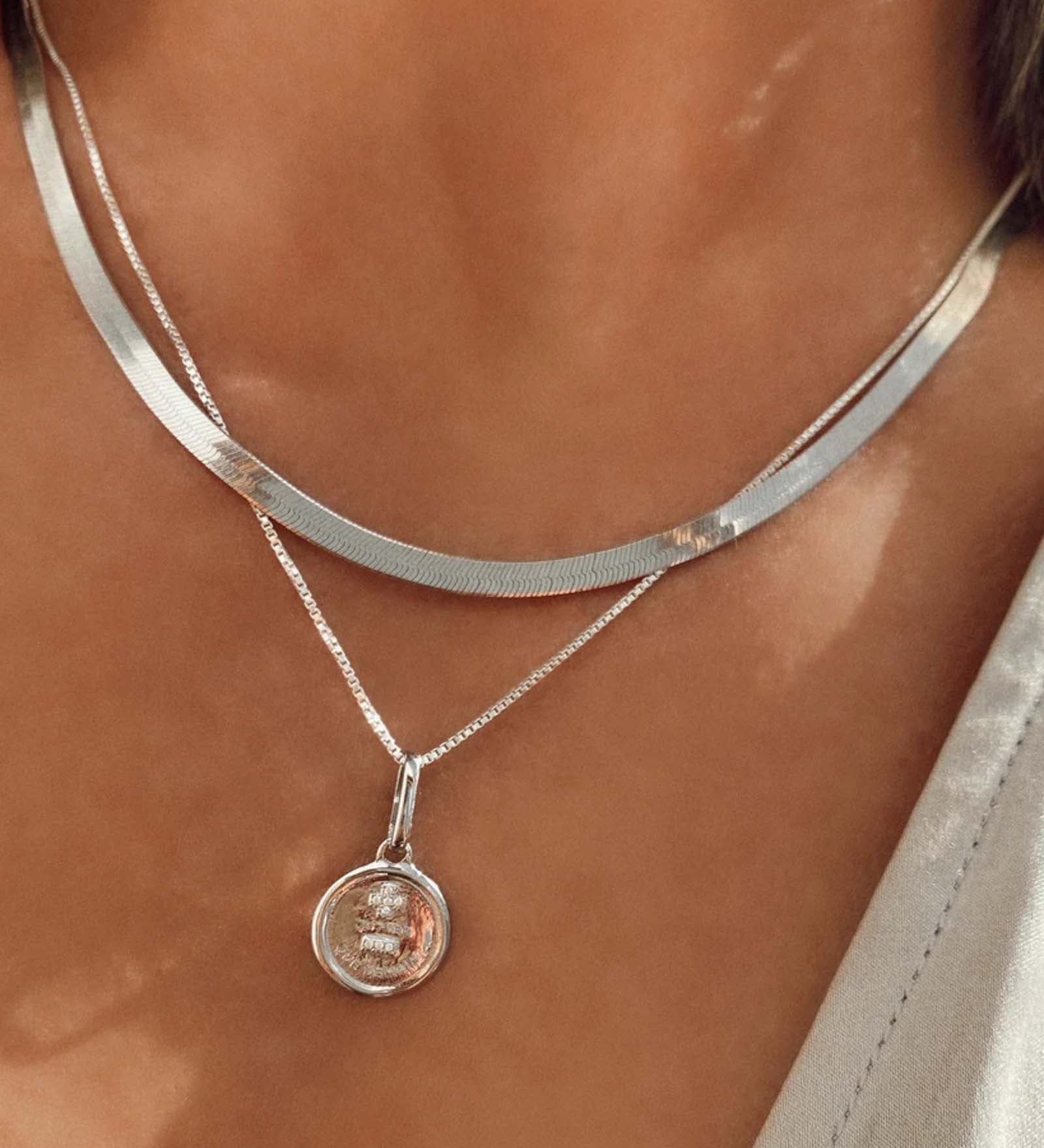 Leah Alexandra-Love Token Round Necklace-Necklaces-Sterling Silver, Cubic Zirconia-Blue Ruby Jewellery-Vancouver Canada