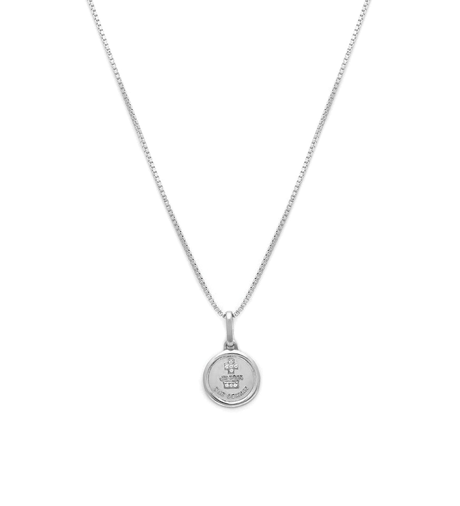 Leah Alexandra-Love Token Round Necklace-Necklaces-Sterling Silver, Cubic Zirconia-Blue Ruby Jewellery-Vancouver Canada