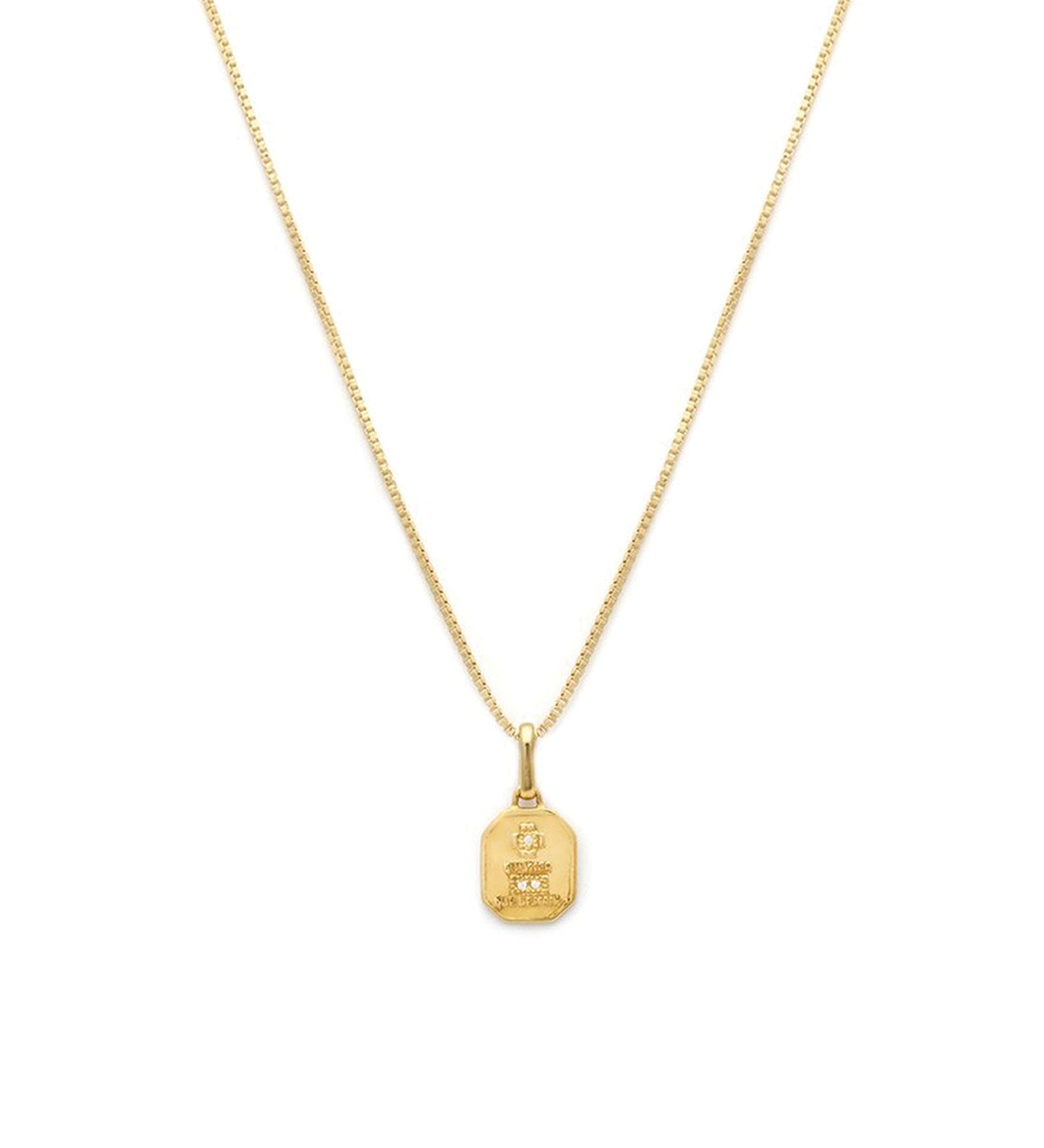 Leah Alexandra-Love Token Square Necklace-Necklaces-14k Gold Vermeil, 14k Gold-fill, Cubic Zirconia-Blue Ruby Jewellery-Vancouver Canada