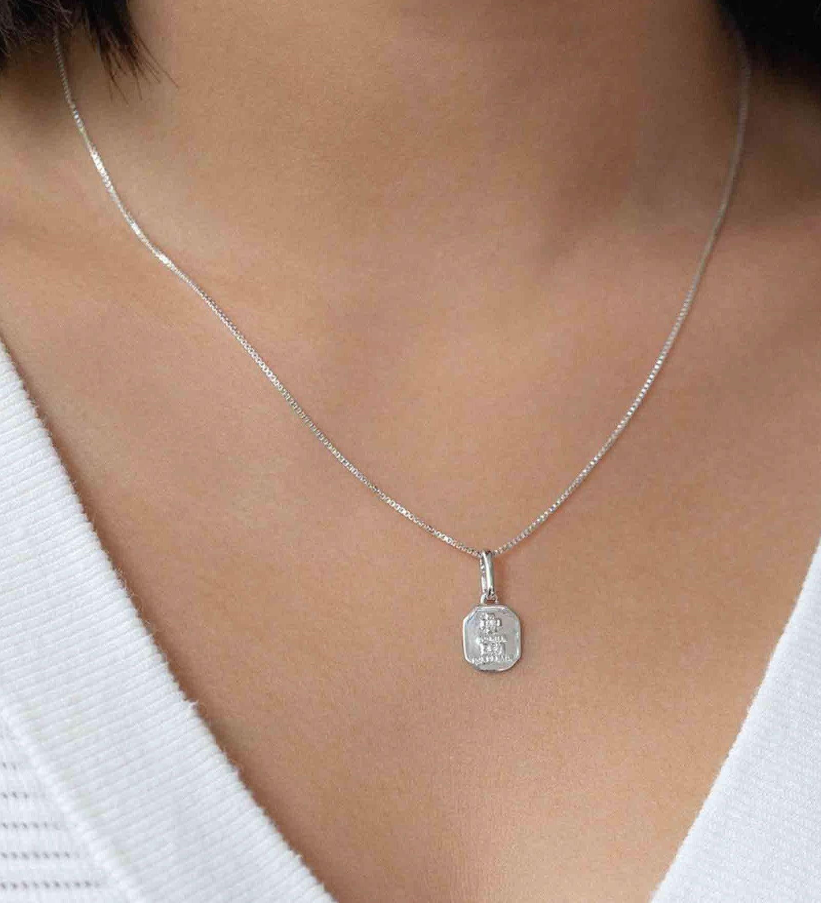 Leah Alexandra-Love Token Square Necklace-Necklaces-Sterling Silver, Cubic Zirconia-Blue Ruby Jewellery-Vancouver Canada