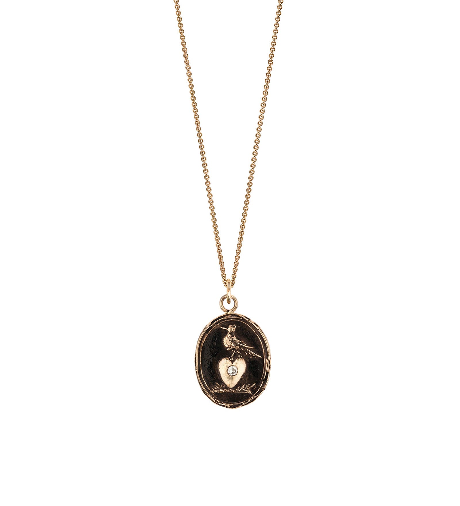 Pyrrha-Martle & Heart 14k Gold Diamond Set Talisman-Necklaces-14k Yellow Gold, Diamond-Blue Ruby Jewellery-Vancouver Canada