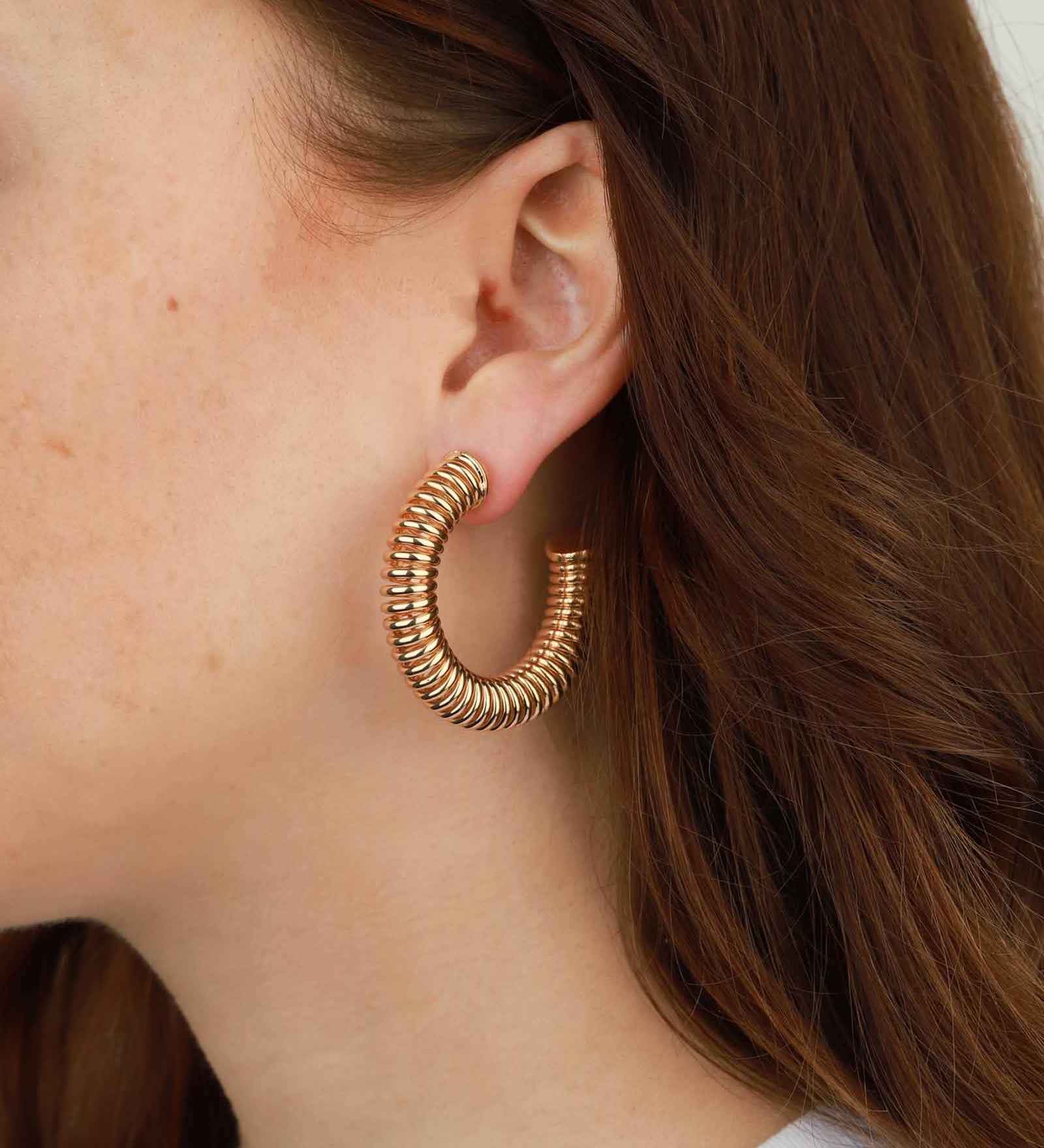 Martha Calvo-Mini Spring Hoops-Earrings-14k Gold Plated-Blue Ruby Jewellery-Vancouver Canada