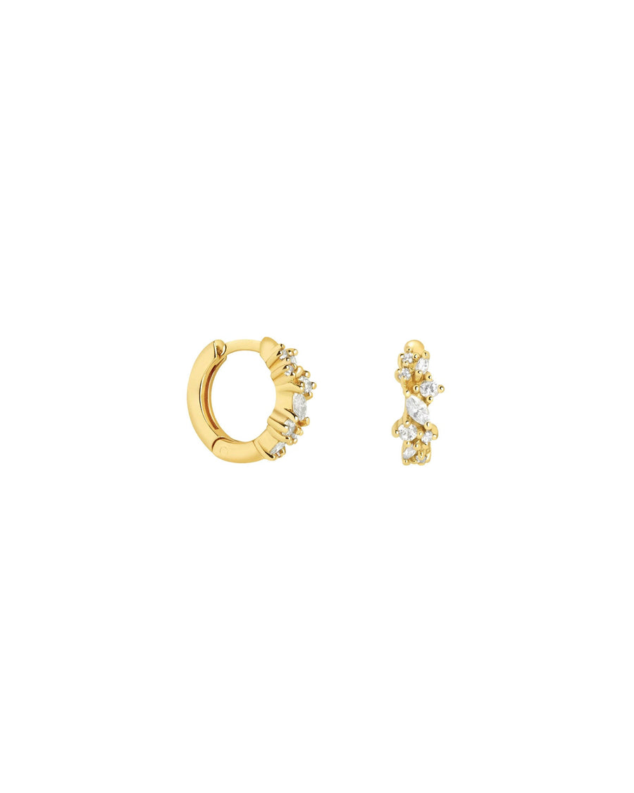 Quiet Icon-Mix CZ Huggies | 12mm-Earrings-14k Gold Vermeil, Cubic Zirconia-Blue Ruby Jewellery-Vancouver Canada