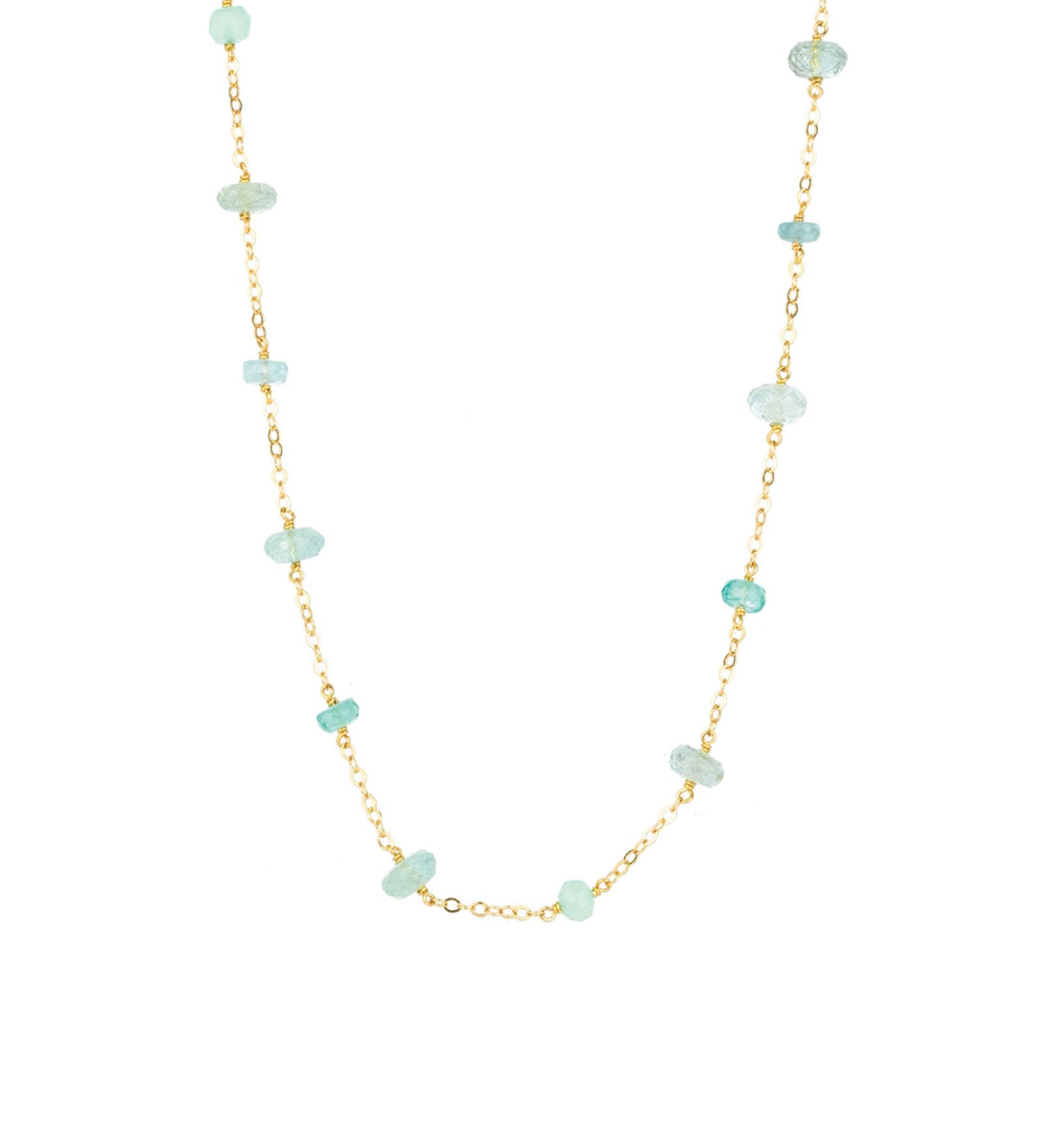 Cause We Care-Mixed Stone Station Necklace-Necklaces-14k Gold Filled, Aquamarine-Blue Ruby Jewellery-Vancouver Canada