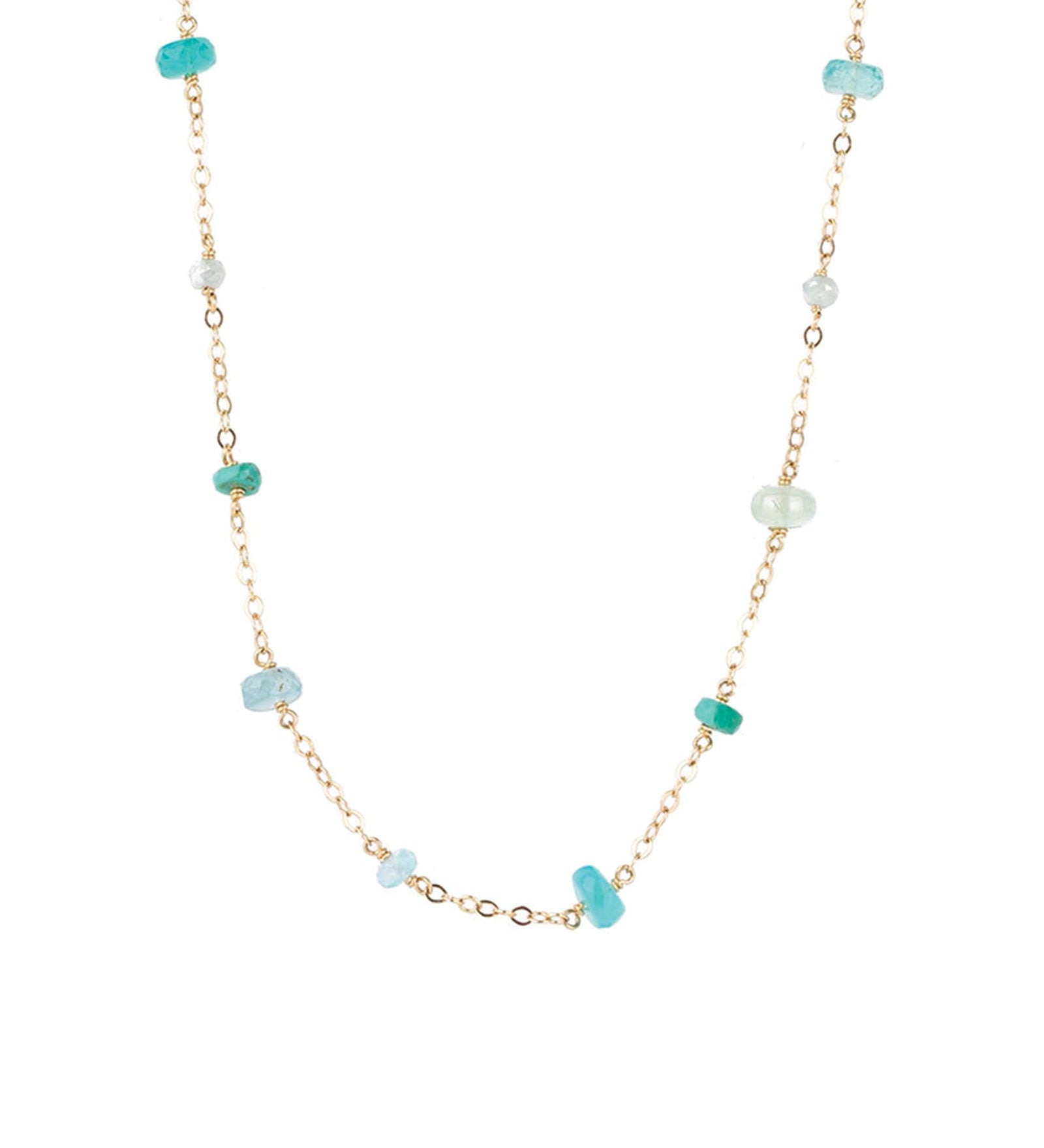 Gem Jar-Mixed Stone Station Necklace-Necklaces-14k Gold Filled-Blue Ruby Jewellery-Vancouver Canada