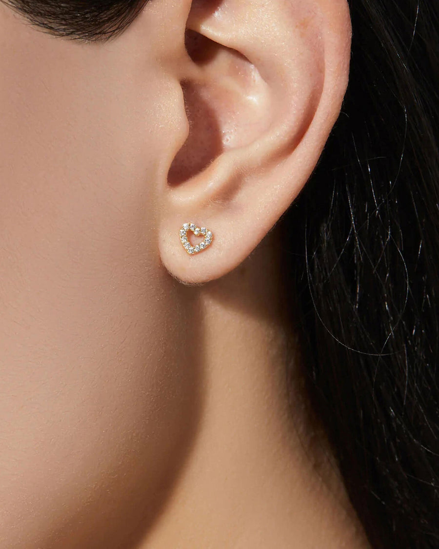 Quiet Icon-Open Heart CZ Studs-Earrings-14k Gold Vermeil, Cubic Zirconia-Blue Ruby Jewellery-Vancouver Canada
