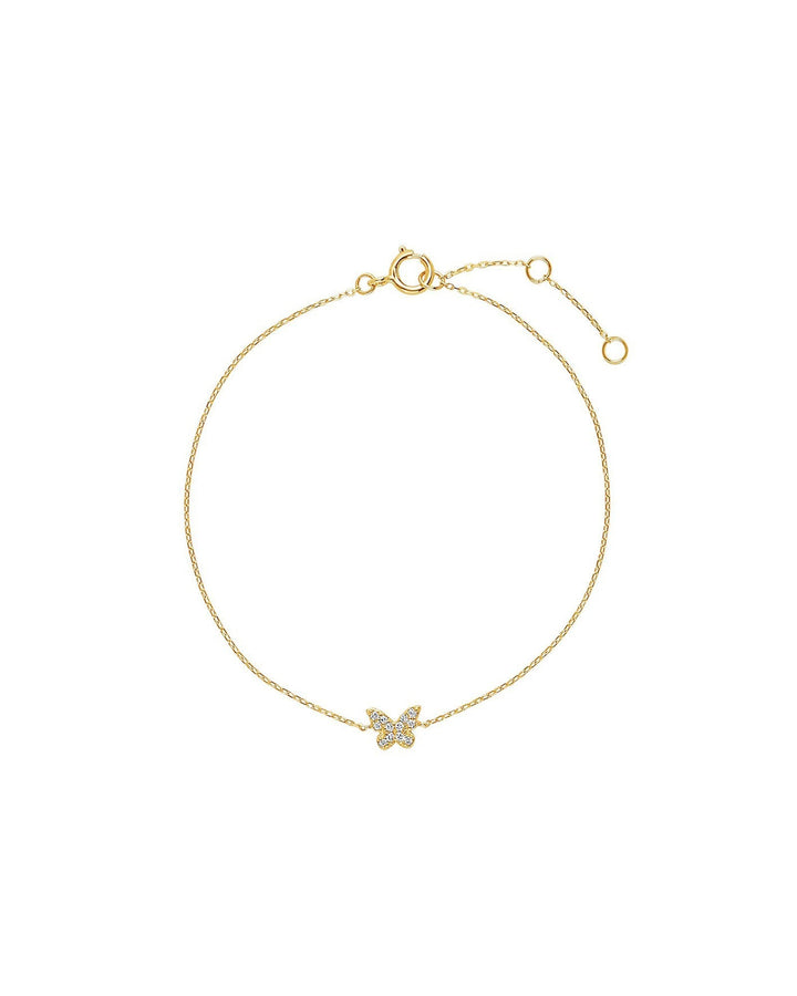 Quiet Icon-Pavé CZ Butterfly Bracelet-Bracelets-14k Gold Vermeil, Cubic Zirconia-Blue Ruby Jewellery-Vancouver Canada