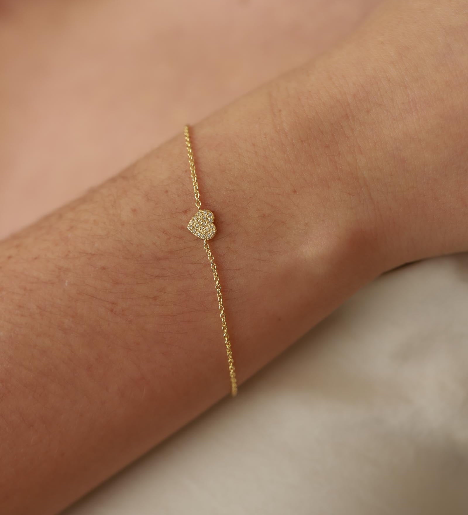 Tashi-Pavé Heart Bracelet-Bracelets-14k Gold Vermeil, Cubic Zirconia-Heart-Blue Ruby Jewellery-Vancouver Canada